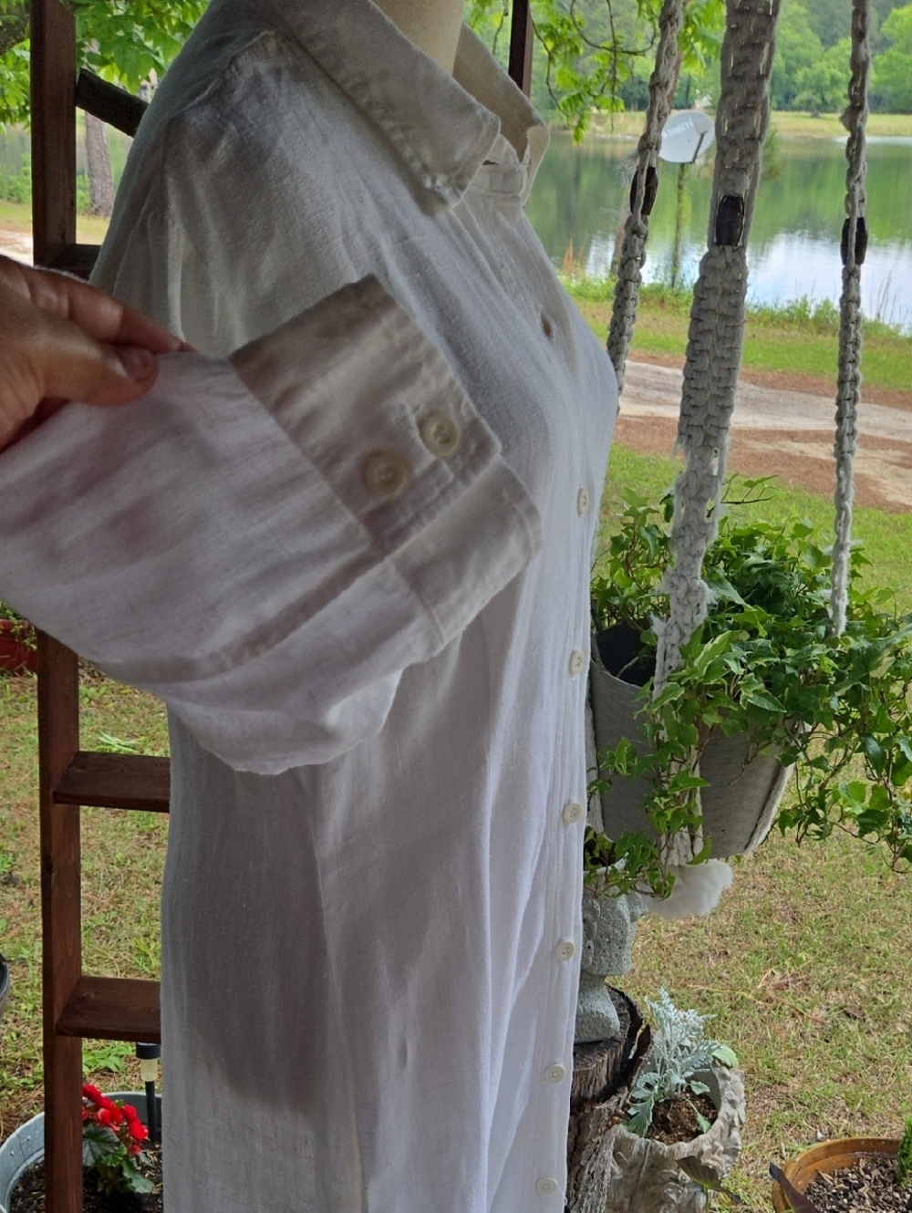 For Joseph Off White Linen Maxi Shirt Dress Size Medium - Picture 4 of 12